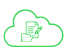 Icon of a data cloud with paper and file folder in it.