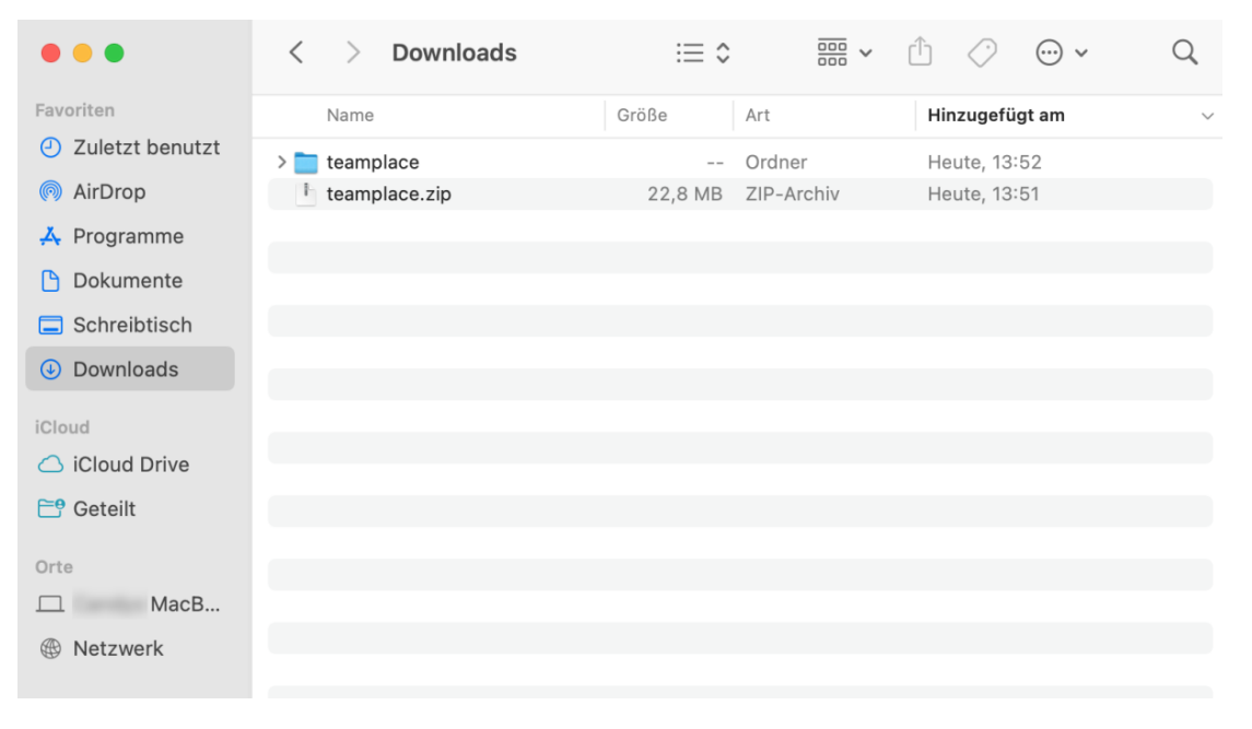 Screenshot Zip-Datei auf Mac entpacken