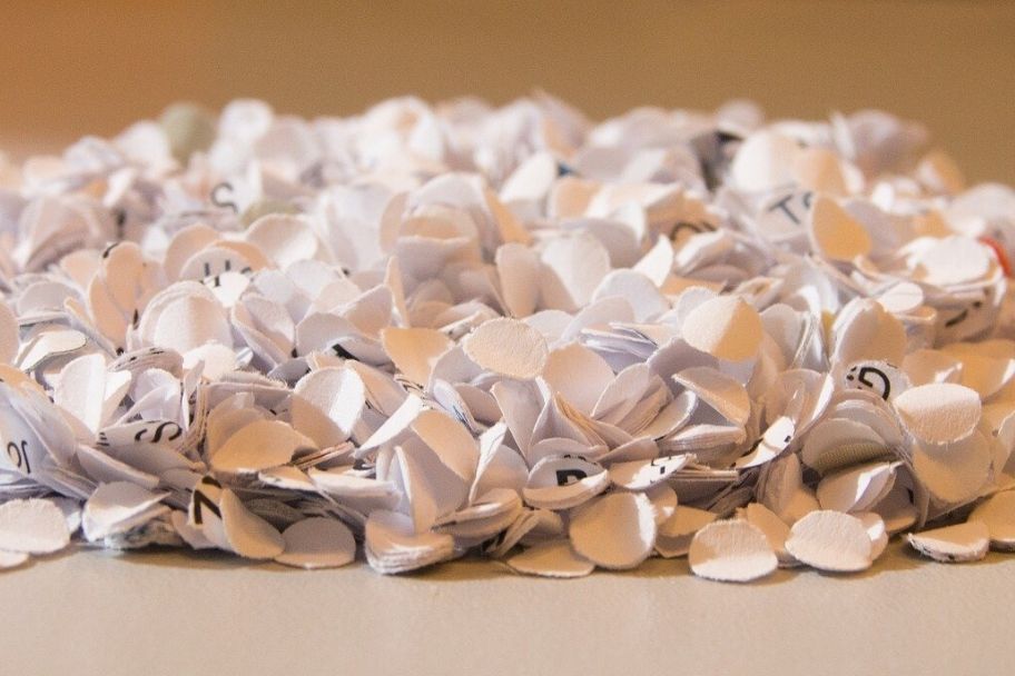 Close up of a pile of paper pieces from a hole puncher