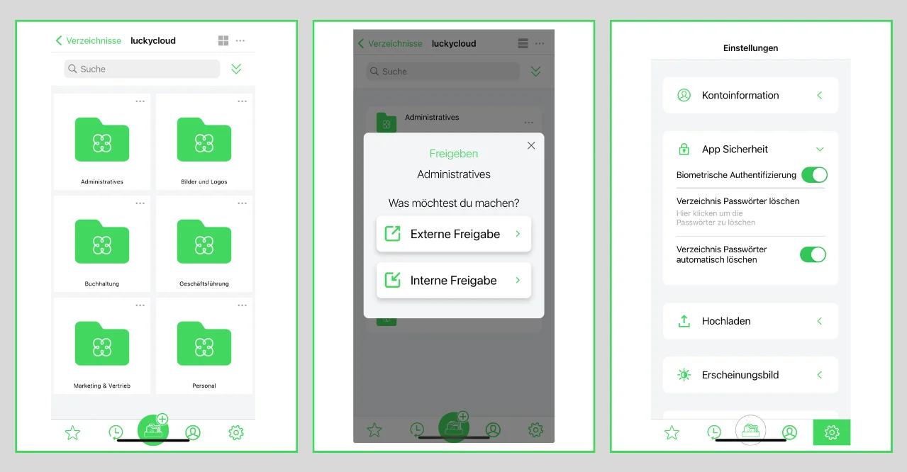 Die luckycloud iOS App im Detail