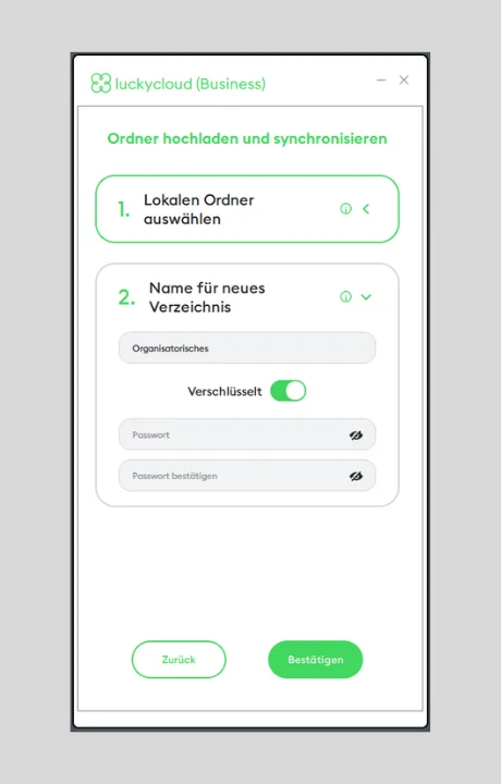 luckycloud Sync-Client Verzeichnis optional verschlüsseln